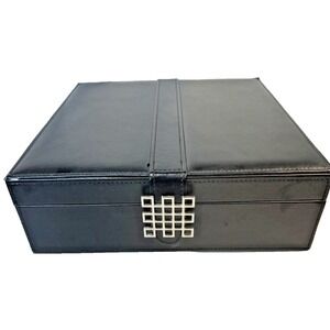 Glenor Co Jewelry Ring Box 2 Layer Buckle Snap & Magnet Closure 10" x 10" x 3.5"